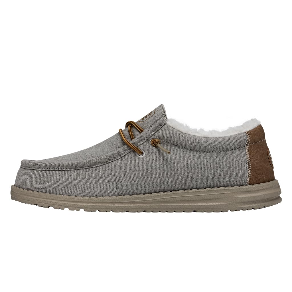 Hey Dude Wally Herringbone Grey Size 9 | Men’s Shoes | Mens Slip-on Loafers | Comfortable & Light-Weight