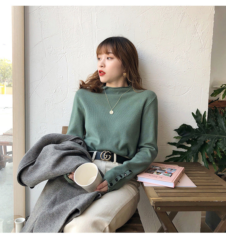 Fall Half Turtleneck Knit Sweater for Women