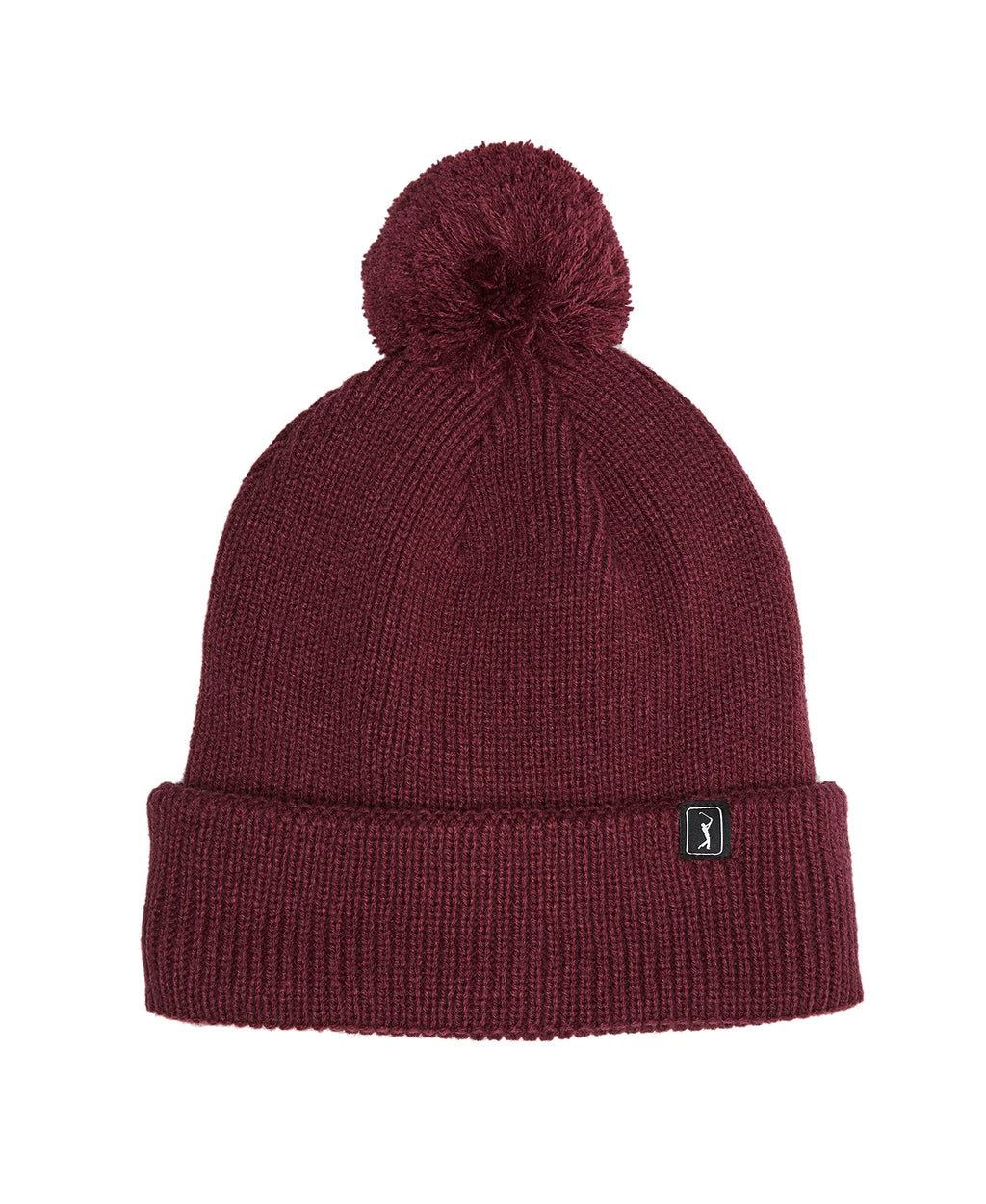 PGA TOUR Men’s Knit Beanie Hat Cuffed With Pom Pom Detail Fig With Pom Pom One Size
