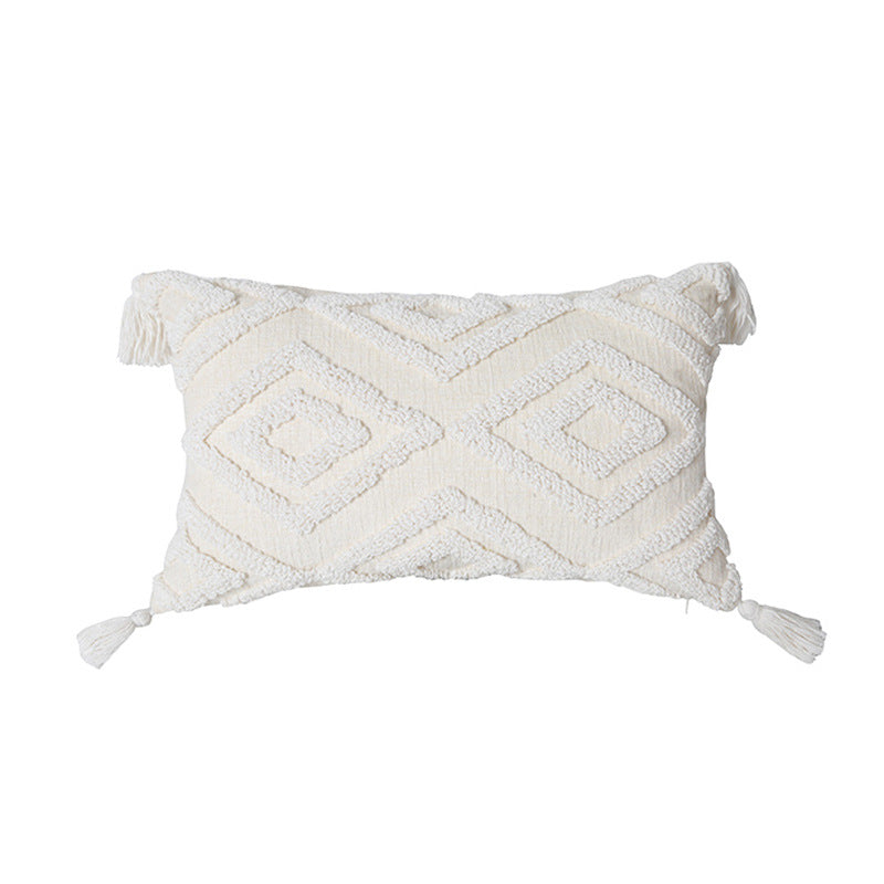 Chenille Boho Throw Pillow Cover with Tassels (1pc)