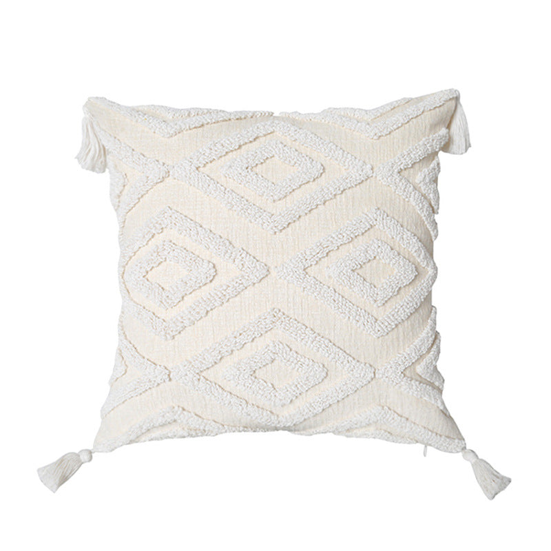 Chenille Boho Throw Pillow Cover with Tassels (1pc)