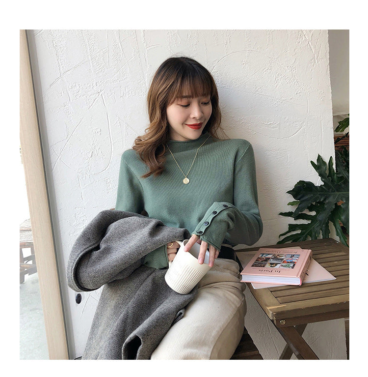 Fall Half Turtleneck Knit Sweater for Women