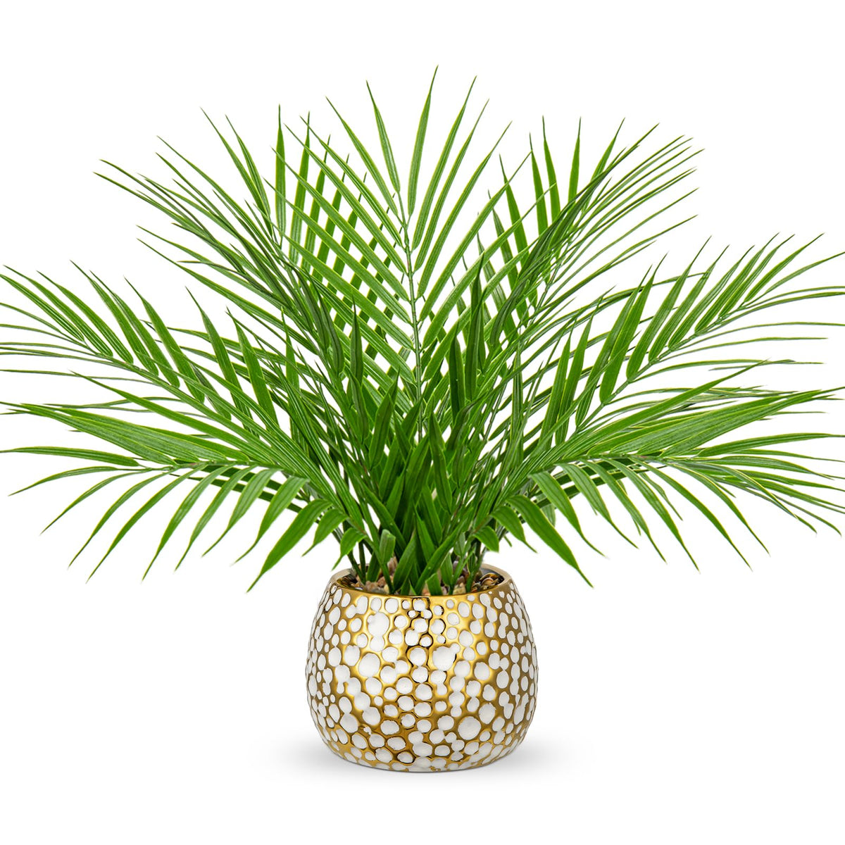 Briful Fake Plants 15 Faux Palm Plant in Gold-White Pot Realistic Artificial Plants Indoor for Home Farmhouse Centrepieces Wedding Decorations