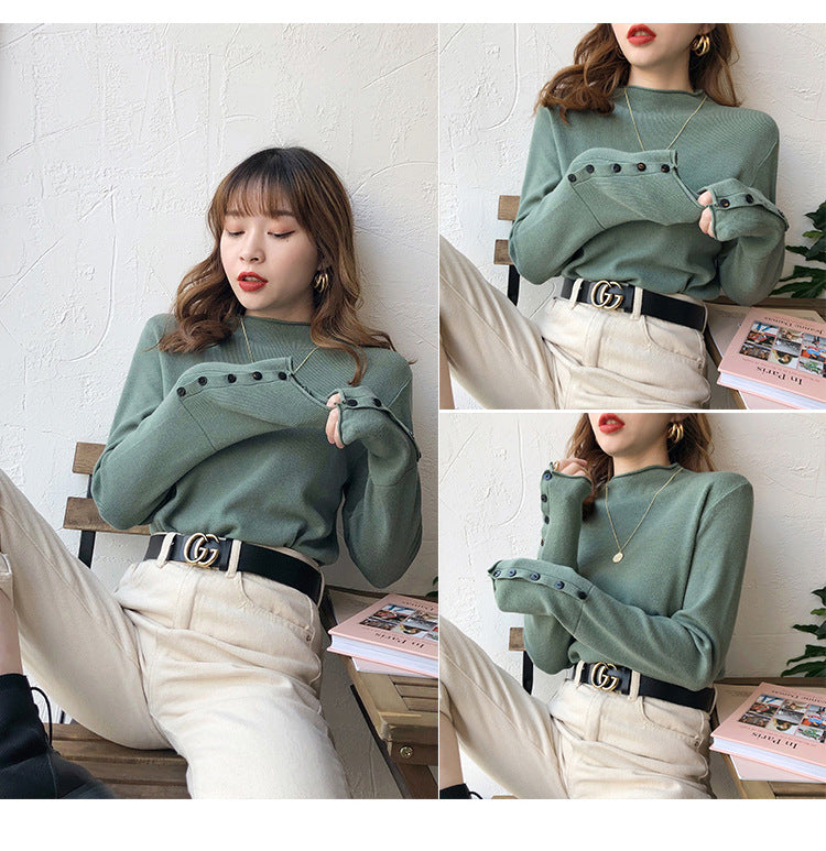Fall Half Turtleneck Knit Sweater for Women