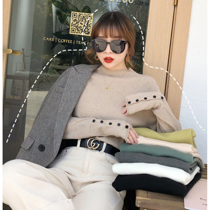Fall Half Turtleneck Knit Sweater for Women