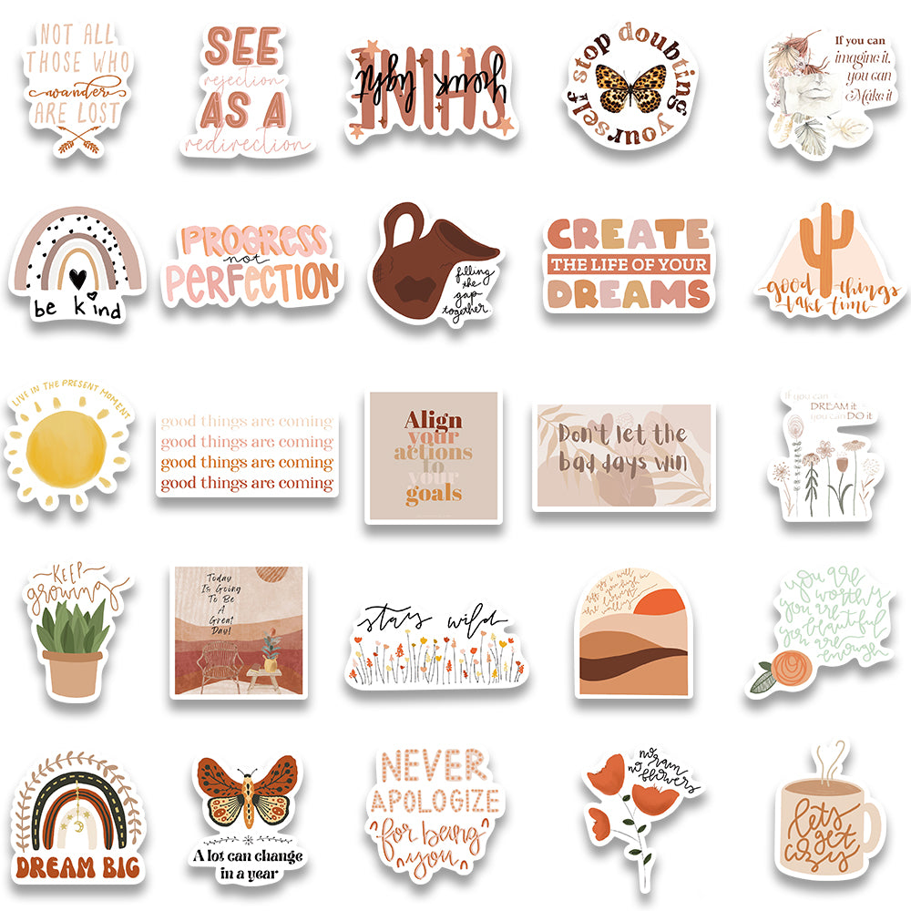 Boho Vintage Inspirational Stickers for Various Surfaces