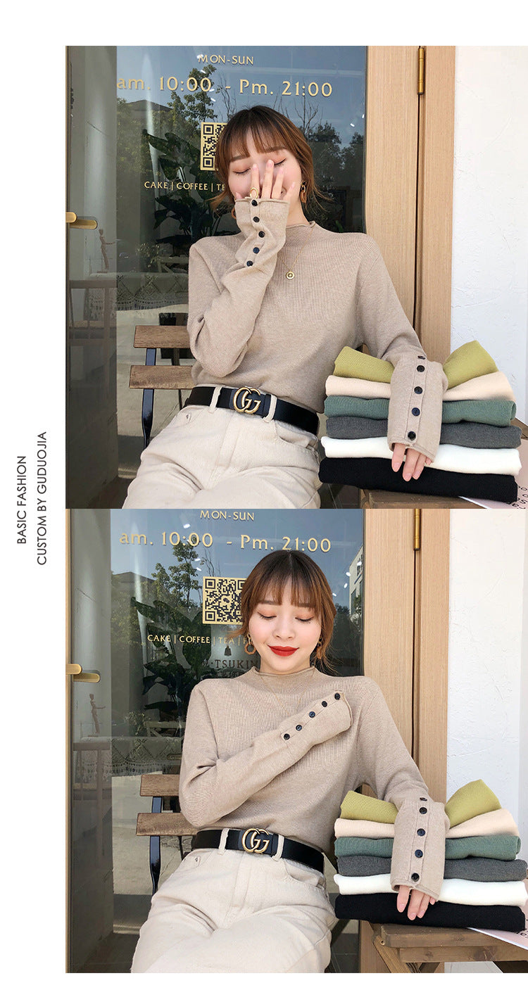 Fall Half Turtleneck Knit Sweater for Women