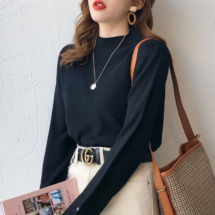 Fall Half Turtleneck Knit Sweater for Women