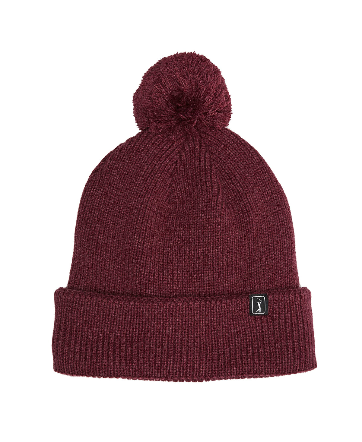 PGA TOUR Men’s Knit Beanie Hat Cuffed With Pom Pom Detail Fig With Pom Pom One Size