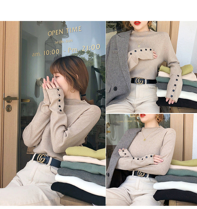 Fall Half Turtleneck Knit Sweater for Women